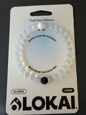UNISEX Lokai Clear Beaded Bracelet with Black & White Accent Beads
